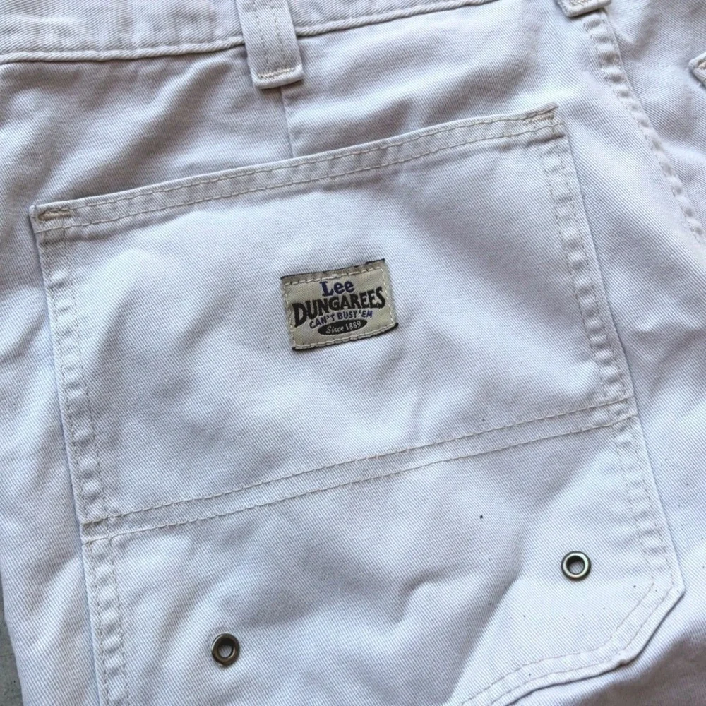 Vintage Lee Dungarees Mens‎ Cargo Pants Khaki Wide Leg Relaxed Workwear 36x27